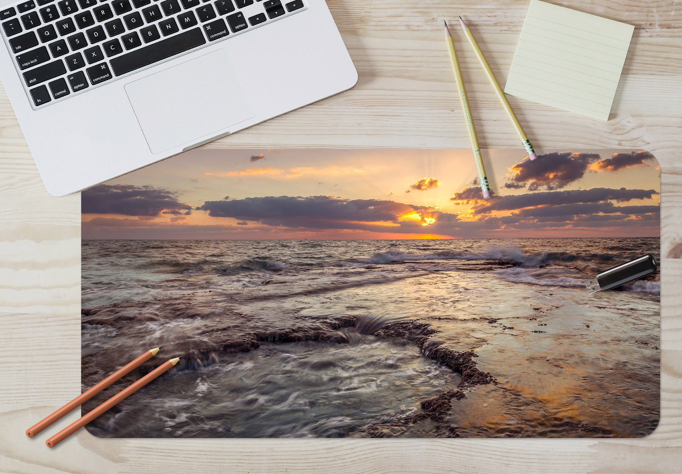 3D Sunset Sea 7749 Assaf Frank Desk Mat