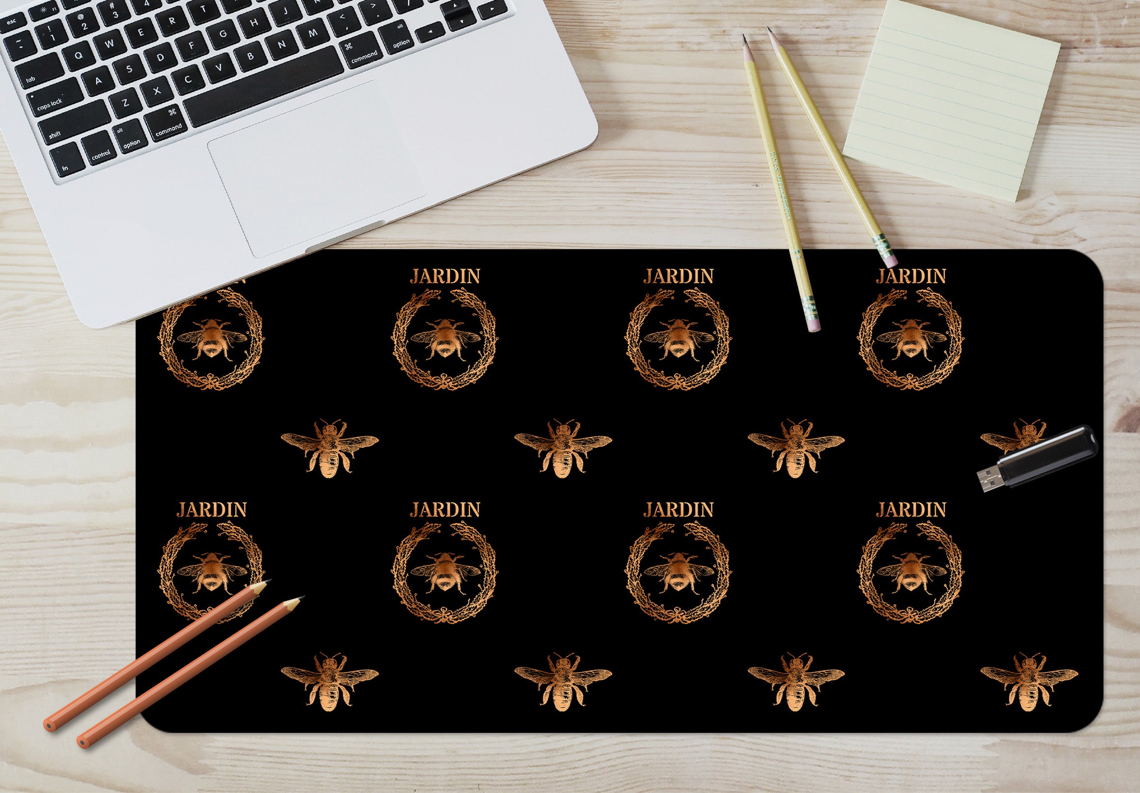 3D Golden Bee Insect 120176 Uta Naumann Desk Mat