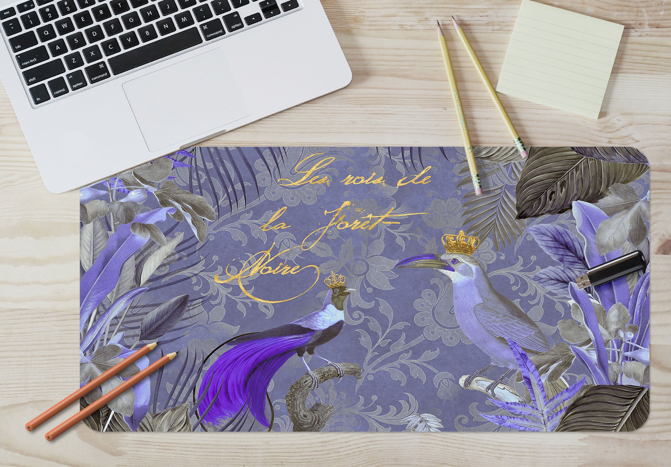 3D Purple Bird Crown 5236 Andrea Haase Desk Mat