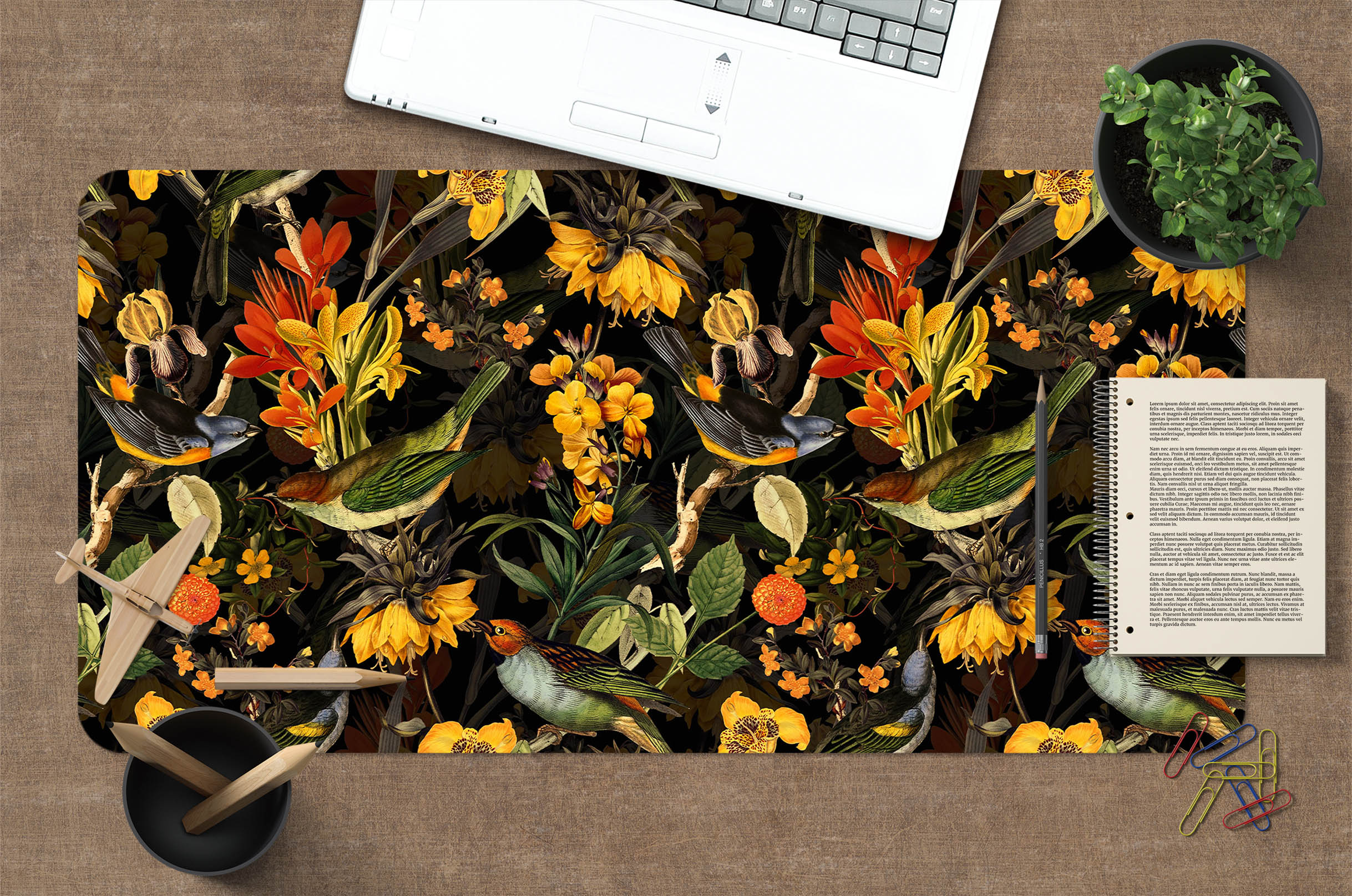 3D Yellow Flowers Pattern 120154 Uta Naumann Desk Mat