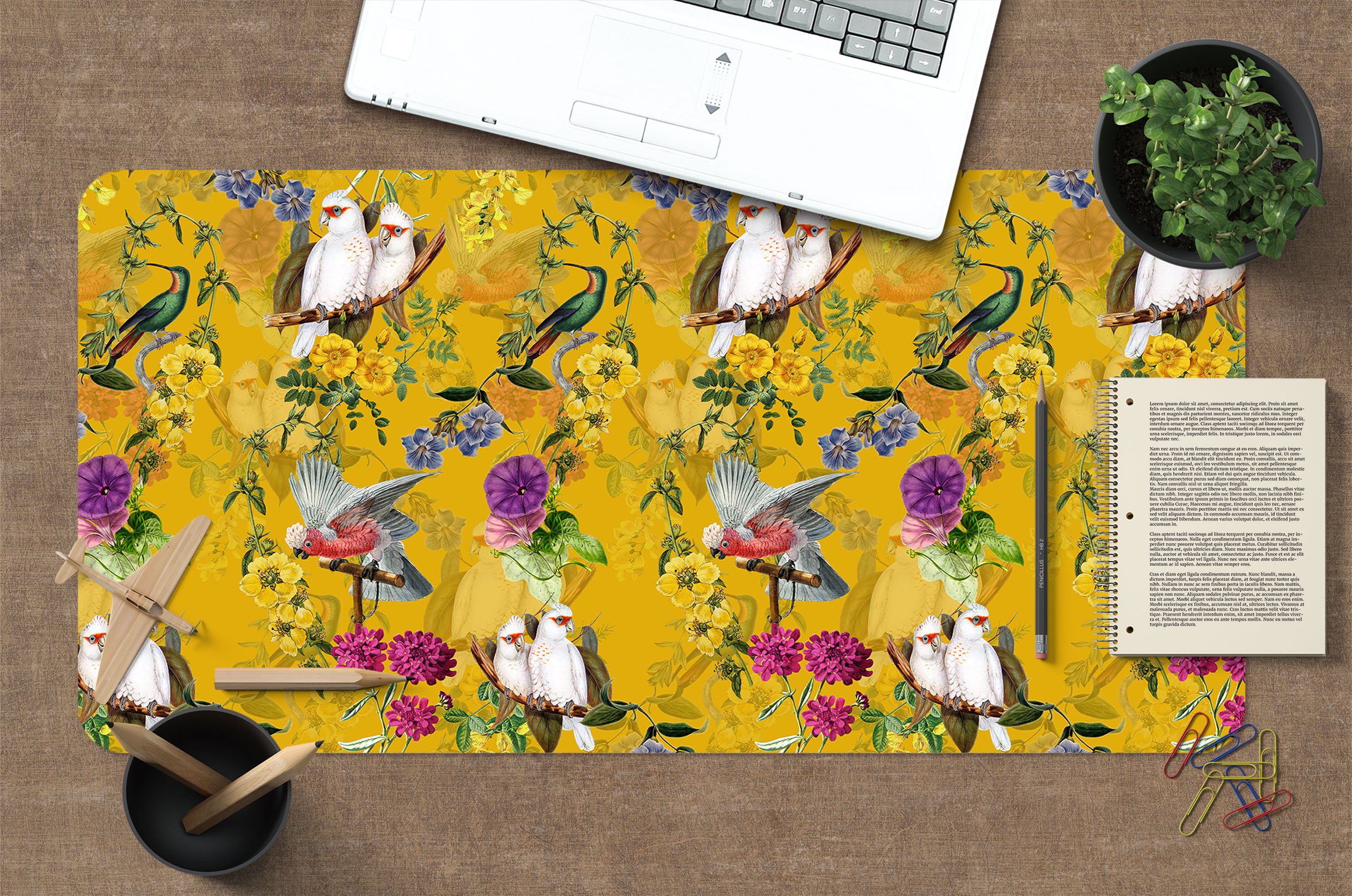 3D Bird Parrot Flowers 120171 Uta Naumann Desk Mat