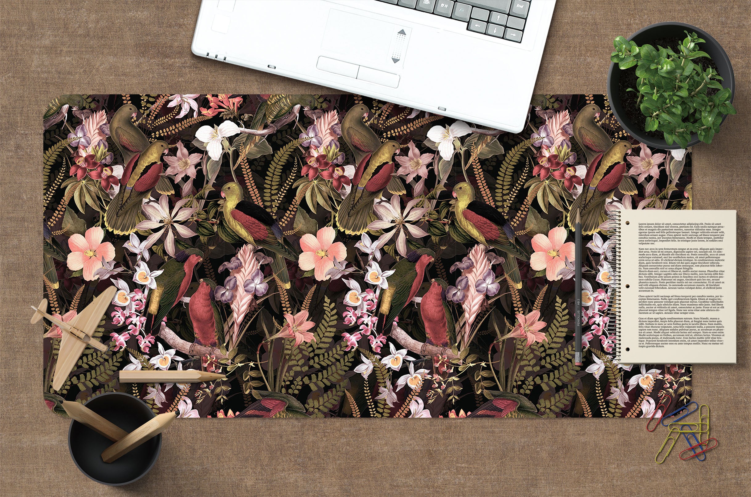 3D Brown Jungle Bird 120139 Uta Naumann Desk Mat