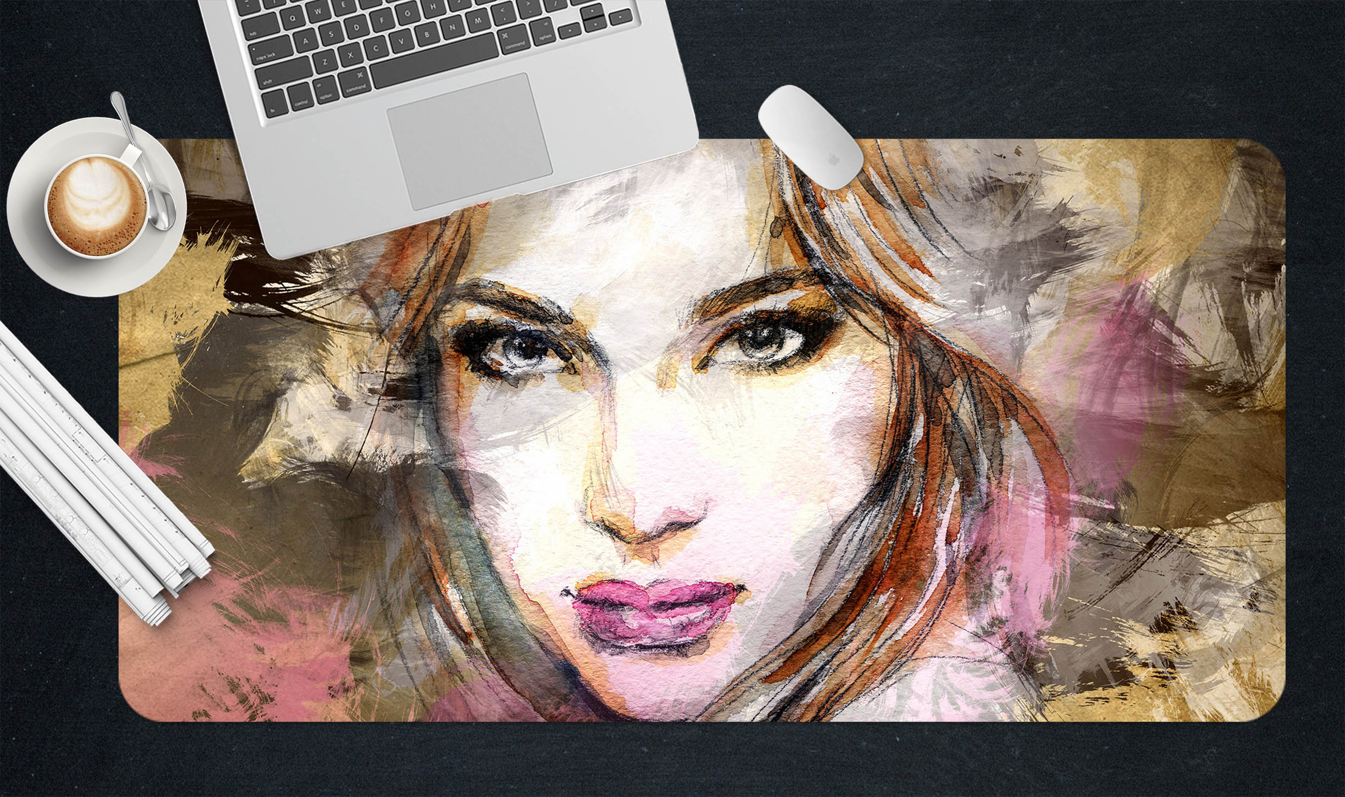 3D Watercolor Female 17102 Desk Mat