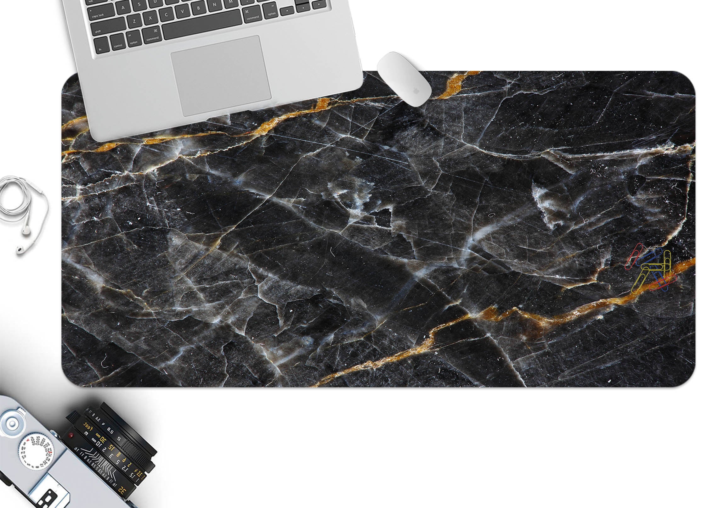 3D Black Marble 17189 Desk Mat