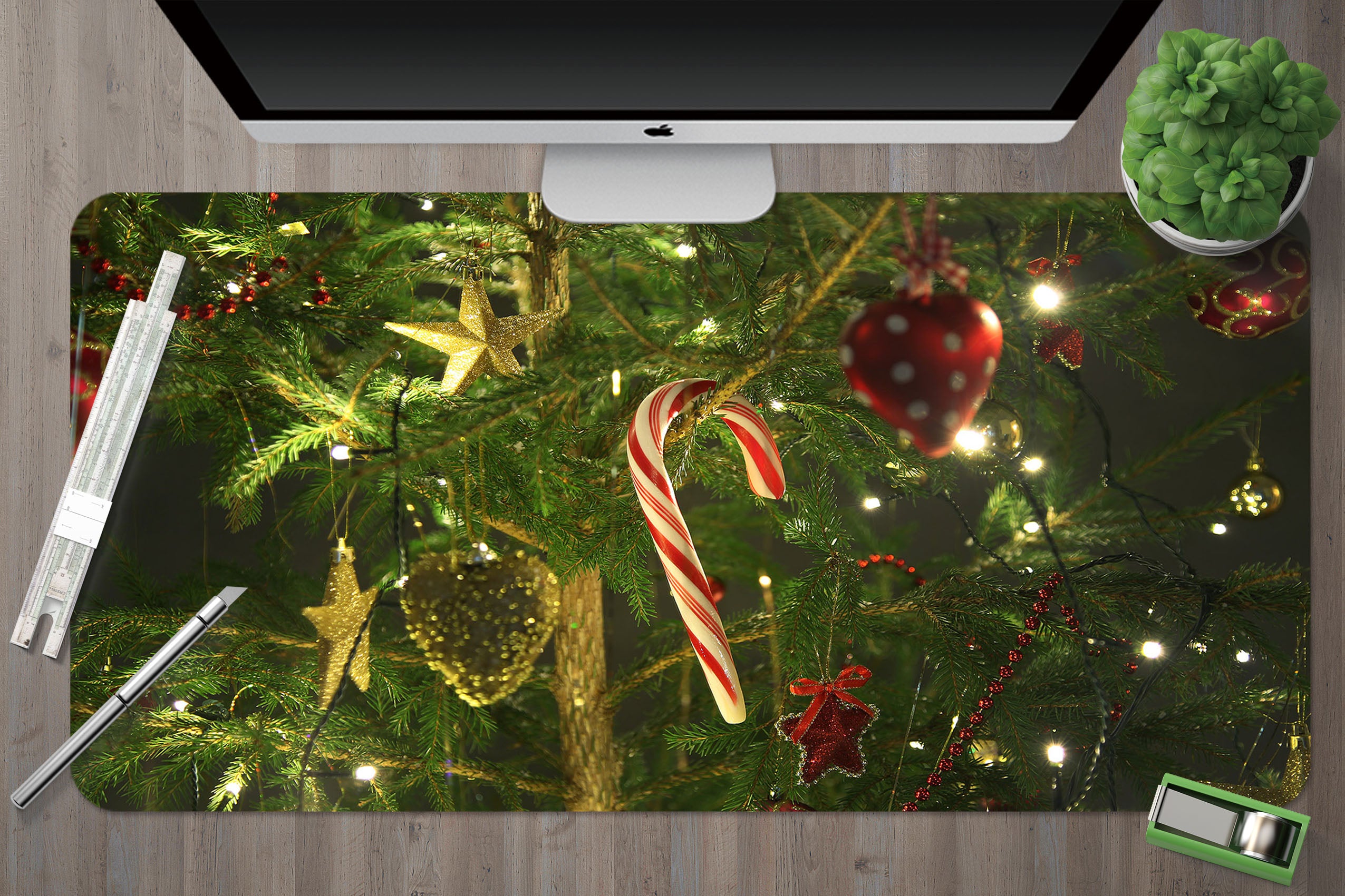 3D Tree Candy Cane 51170 Christmas Desk Mat Xmas