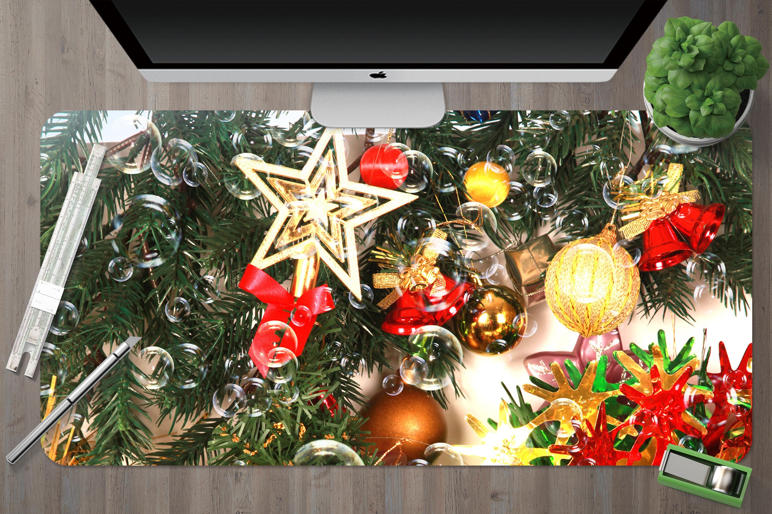 3D Tree Five-Pointed Star 51191 Christmas Desk Mat Xmas