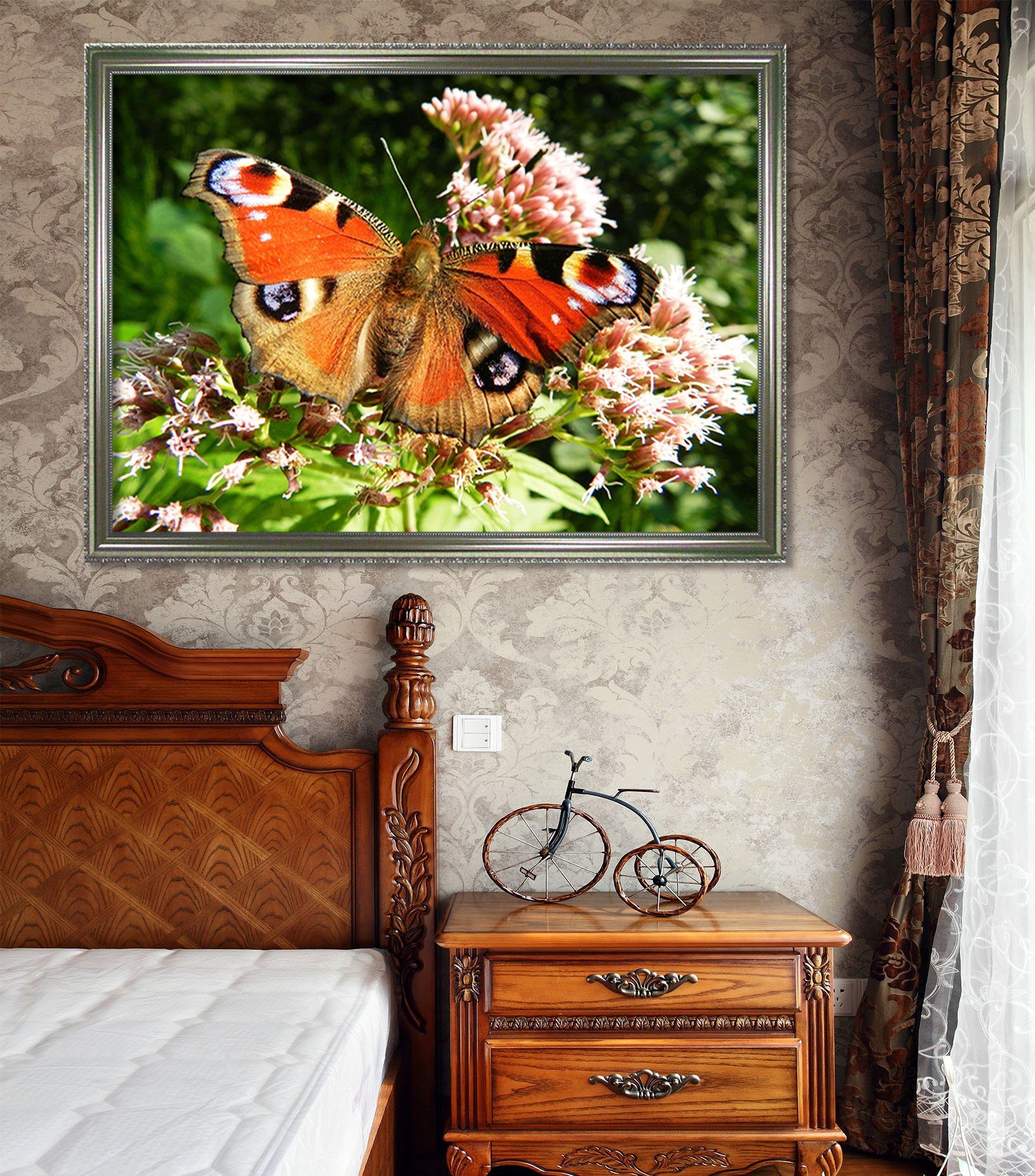 3D Flower Butterfly 161 Fake Framed Print Painting Wallpaper AJ Creativity Home 