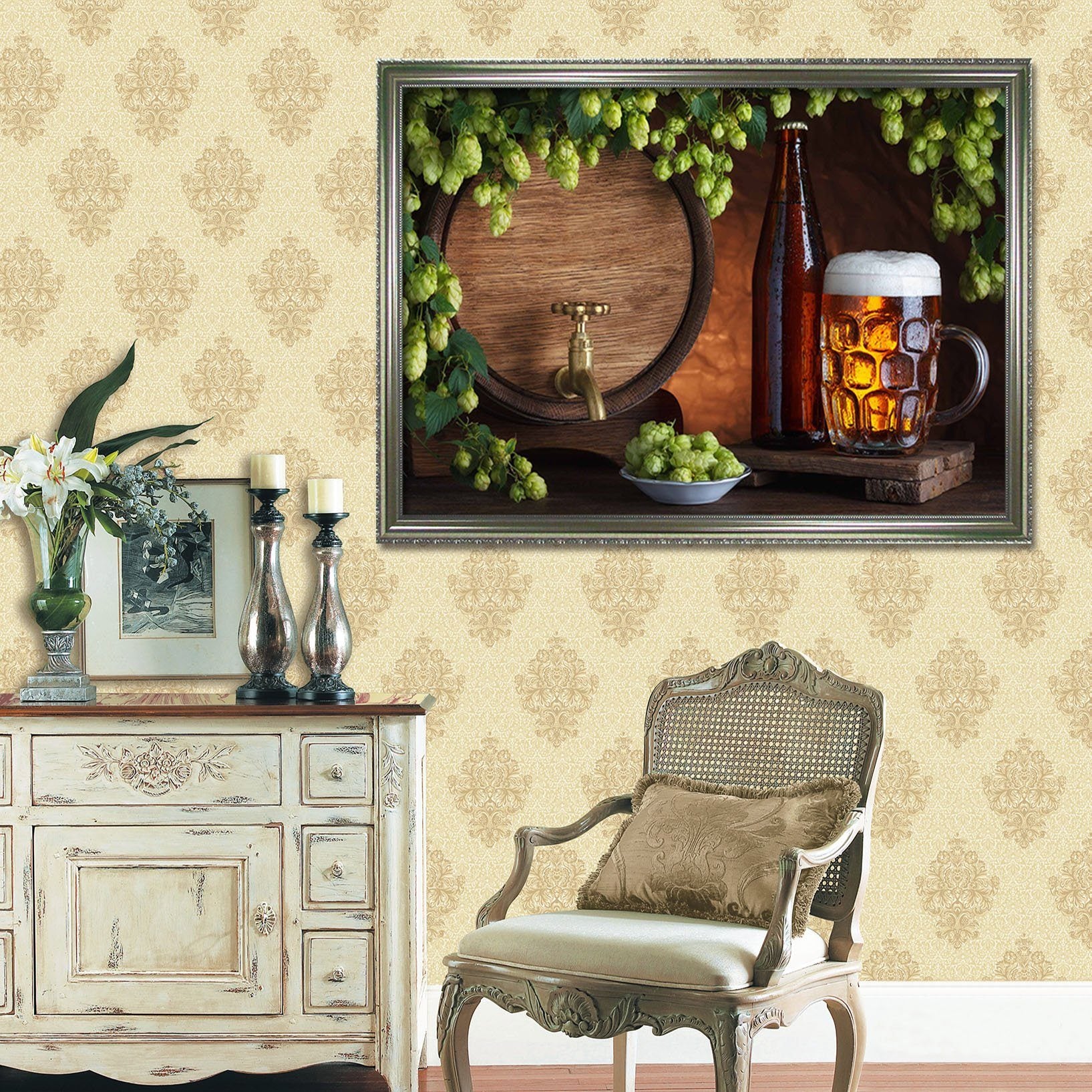 3D Big Beer 116 Fake Framed Print Painting Wallpaper AJ Creativity Home 