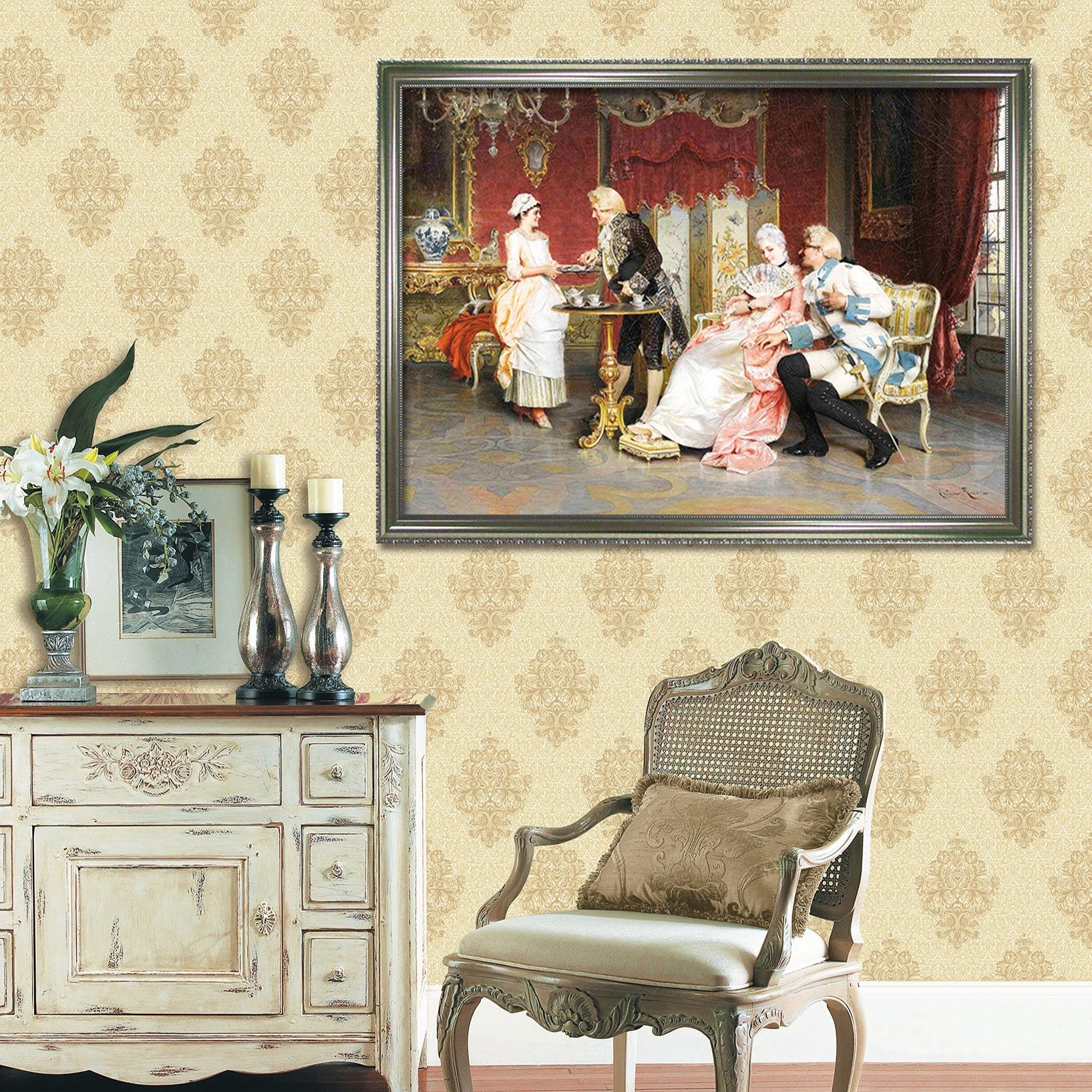 3D Flirting Couple 039 Fake Framed Print Painting Wallpaper AJ Creativity Home 