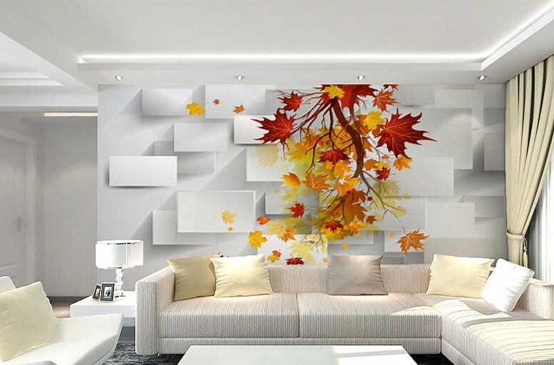 Maple Leaves Rectangles Wallpaper AJ Wallpaper 