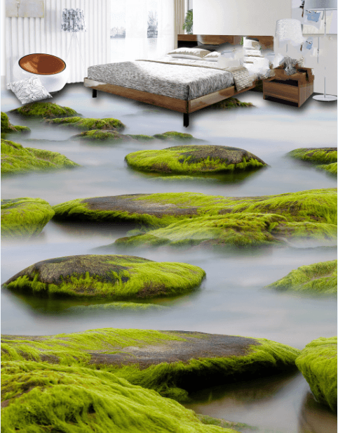 3D Stone Moss 183 Floor Mural Wallpaper AJ Wallpaper 2 