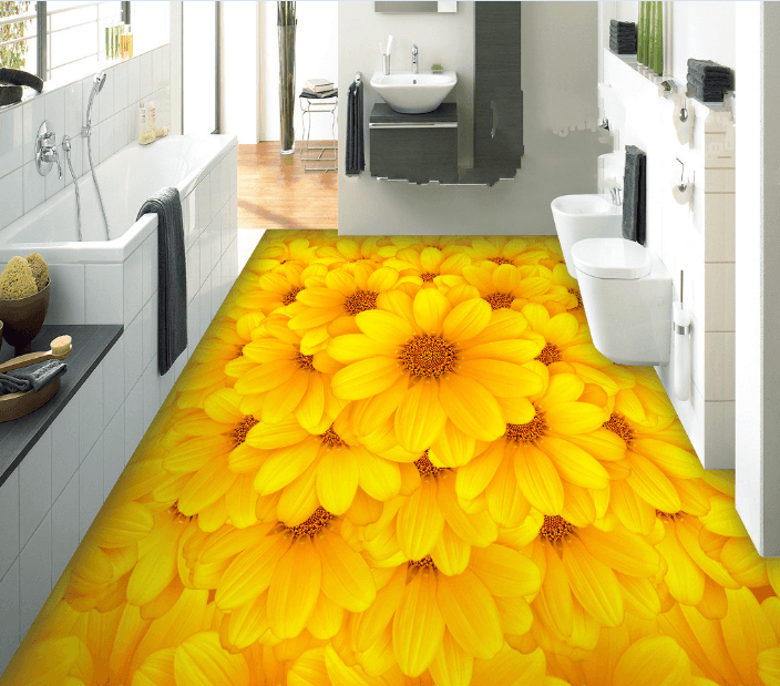 3D Sunflower Sea 180 Floor Mural Wallpaper AJ Wallpaper 2 