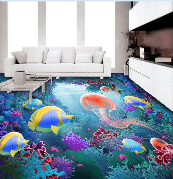 3D Red Jellyfish 179 Floor Mural Wallpaper AJ Wallpaper 2 