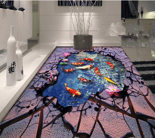 3D Small Fish Pond 142 Floor Mural Wallpaper AJ Wallpaper 2 