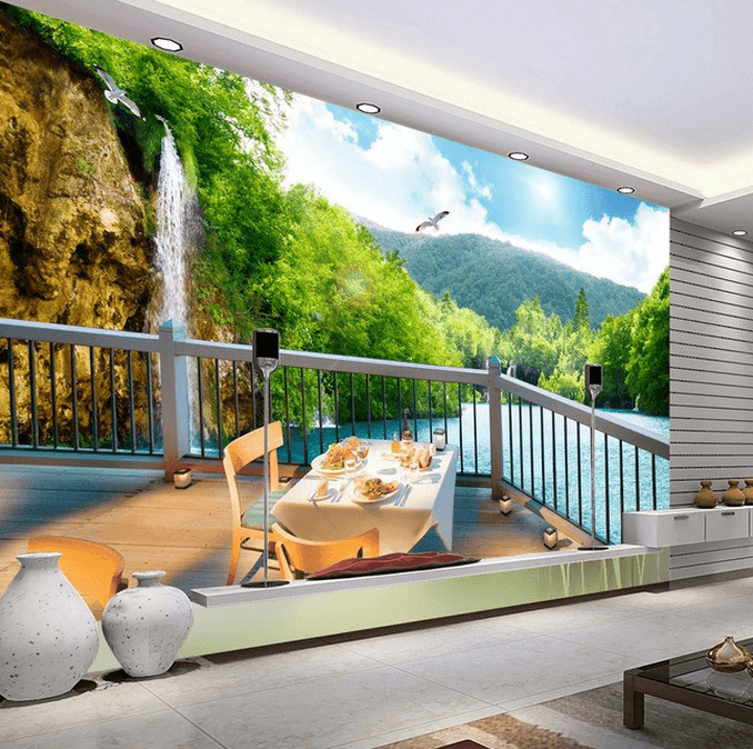 Balcony Lake Scenery Wallpaper AJ Wallpaper 