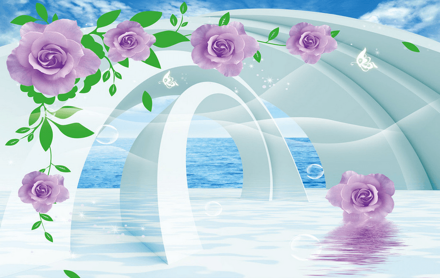 Purple Flowers And Arches Wallpaper AJ Wallpaper 