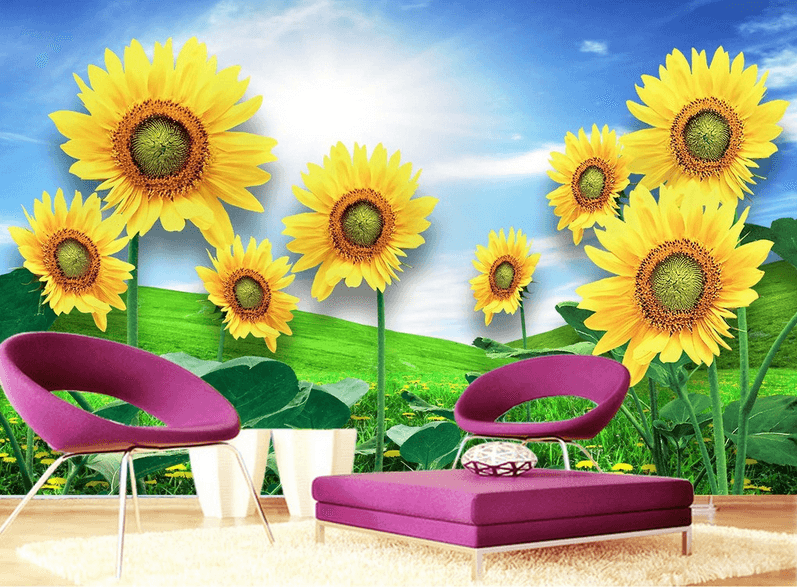 Lawn Sunflowers Wallpaper AJ Wallpaper 