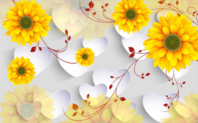 Fashion Yellow Flowers Wallpaper AJ Wallpaper 