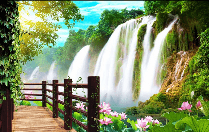 Plunging Waterfall Wallpaper AJ Wallpaper 