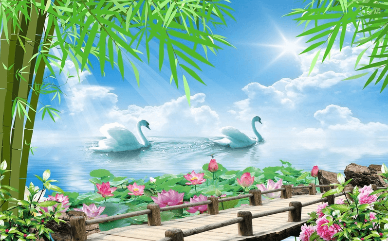 Beautiful Lotus Pond Wallpaper AJ Wallpaper 