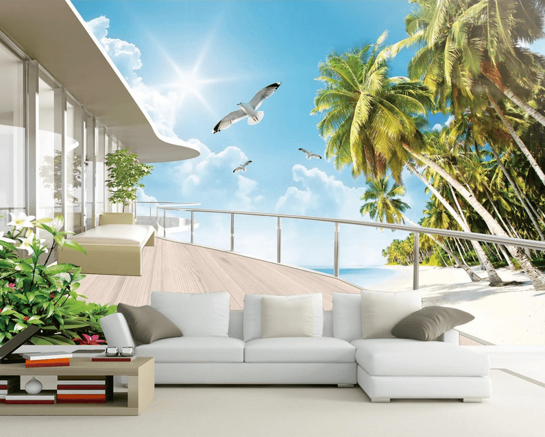 Balcony Beach Scenery Wallpaper AJ Wallpaper 