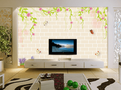 3D Vase butterfly 103 Wallpaper AJ Wallpaper 