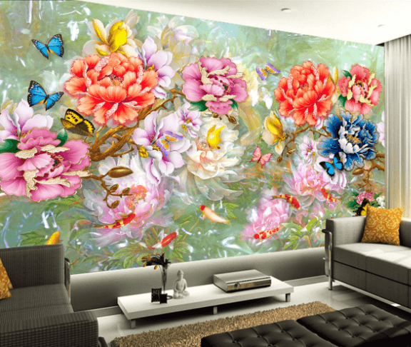 3D Embossed Flower Cluster 185 Wallpaper AJ Wallpaper 