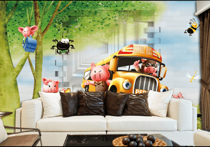 3D Animals School Bus Wallpaper AJ Wallpaper 1 