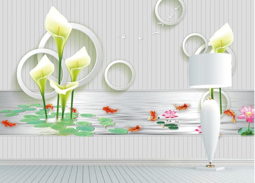 3D Lily Fish 062 Wallpaper AJ Wallpaper 