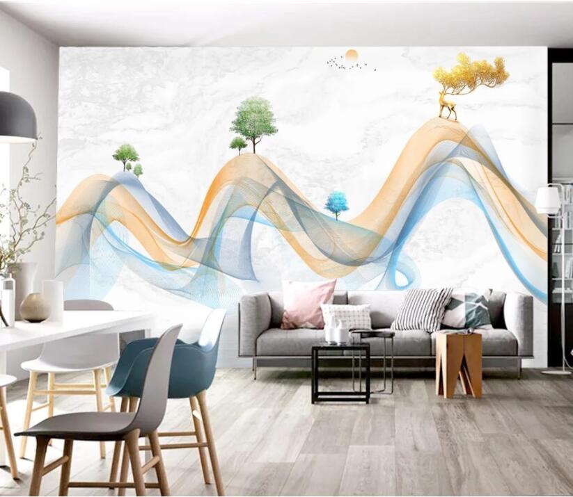 3D Green Tree Fawn WC2521 Wall Murals