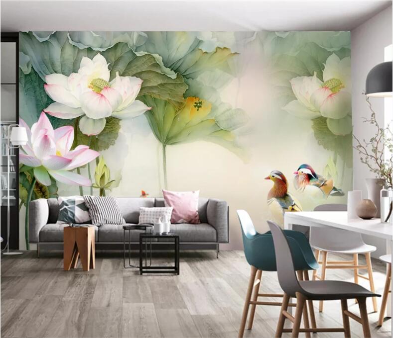 3D Lotus Duck WC1592 Wall Murals