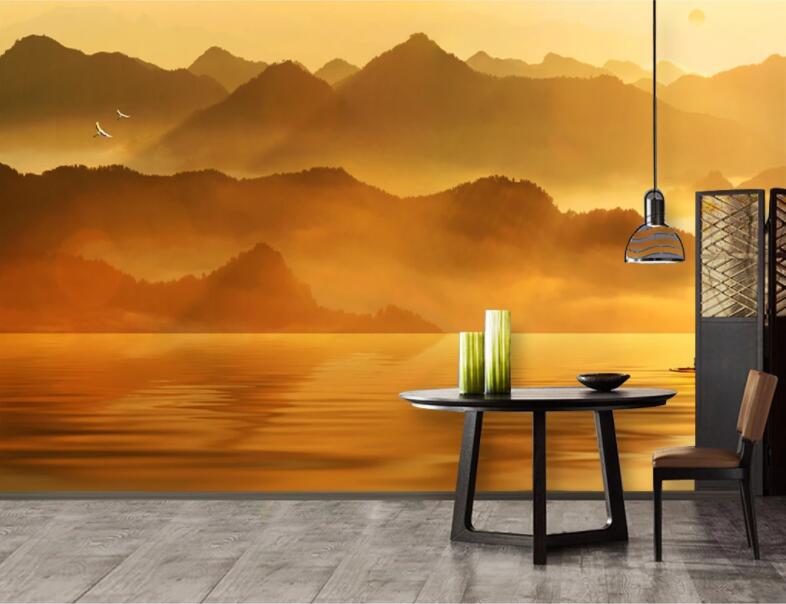 3D Sunset Mountain WC1457 Wall Murals