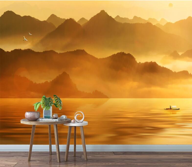 3D Sunset Mountain WC1457 Wall Murals