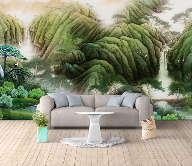 3D Green Mountain WC1453 Wall Murals