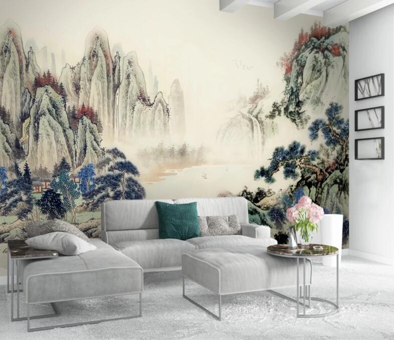 3D Cliffs Tree WC1336 Wall Murals