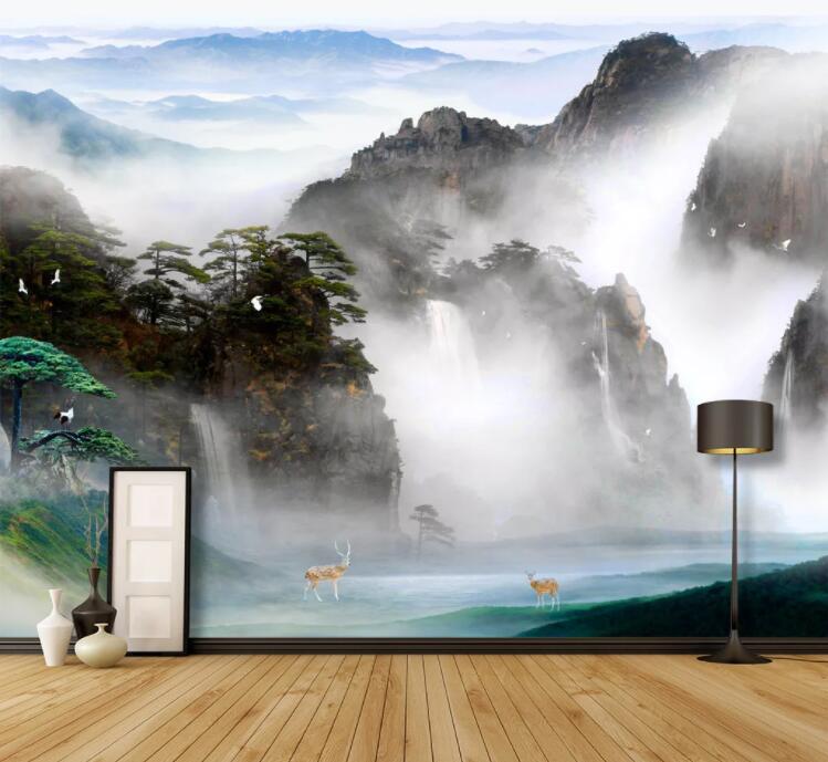 3D Valley Deer WC873 Wall Murals