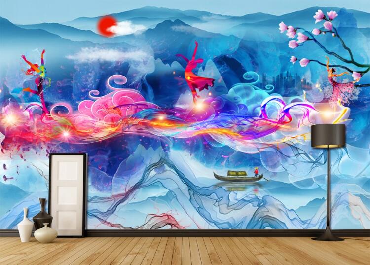 3D Boat Flower Dance WC2610 Wall Murals