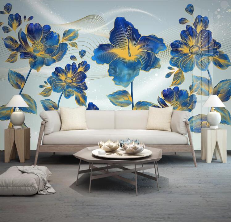 3D Blue Flower WC2301 Wall Murals