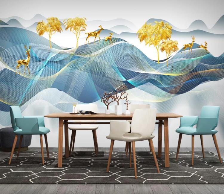 3D Golden Tree WC2245 Wall Murals