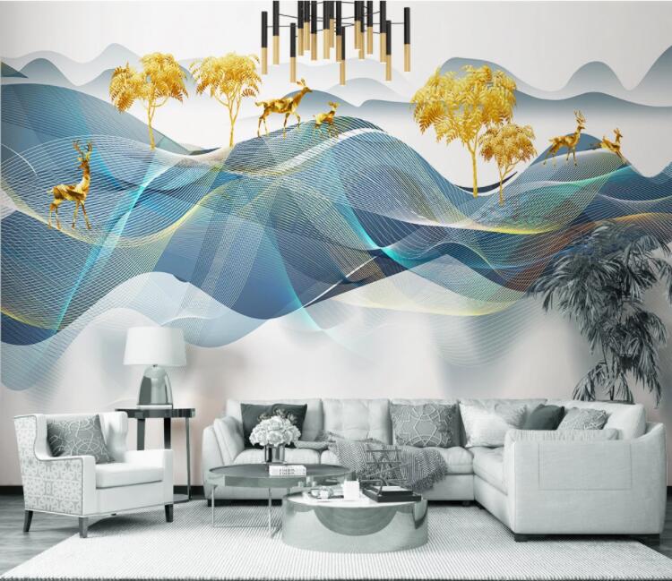 3D Golden Tree WC2245 Wall Murals