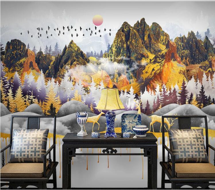 3D Mountain Deer WC2231 Wall Murals