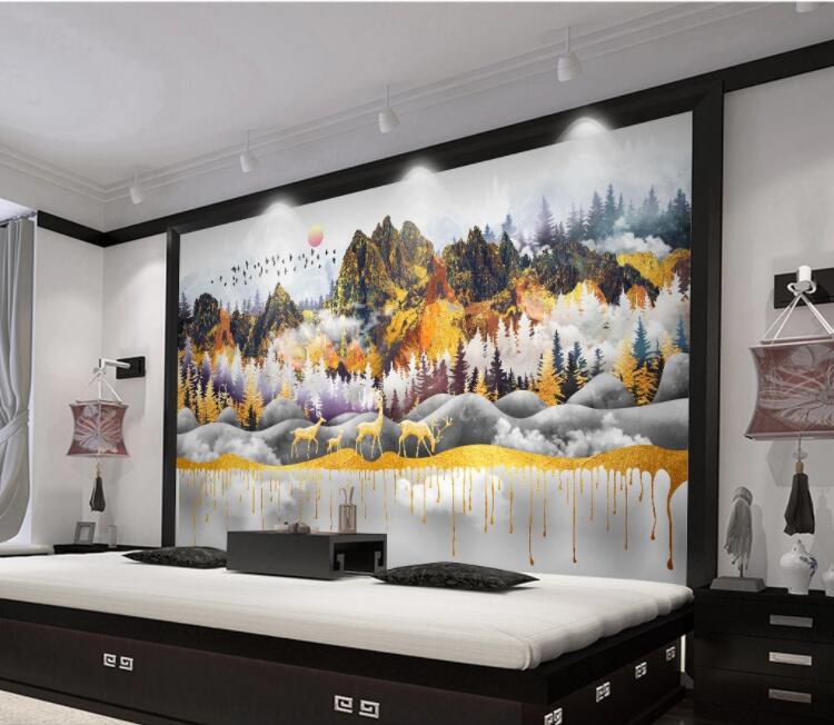 3D Mountain Deer WC2231 Wall Murals