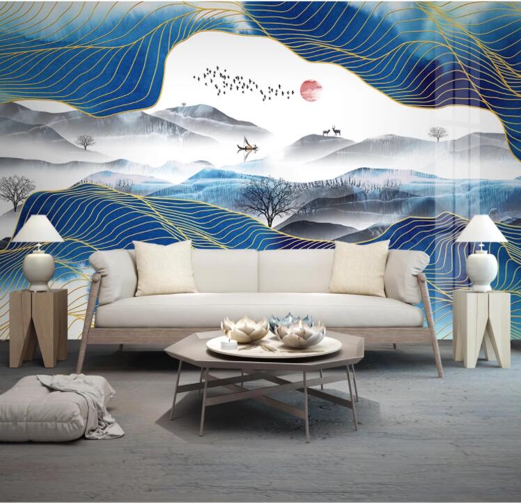 3D Gray Mountain WC2187 Wall Murals