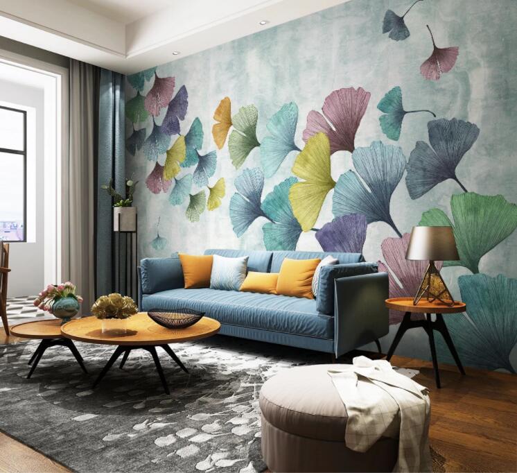 3D Colored Leaves WC2523 Wall Murals