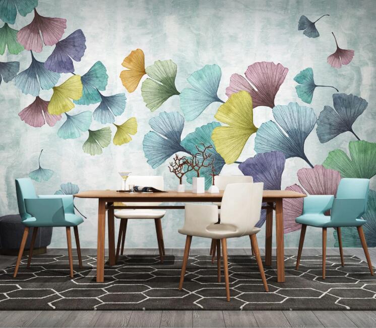 3D Colored Leaves WC2523 Wall Murals