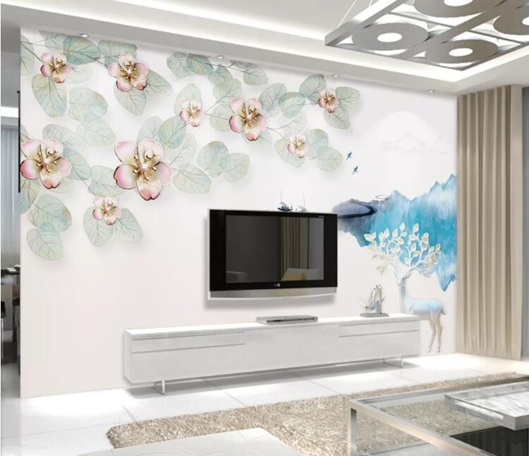 3D Fawn Flower WC1464 Wall Murals