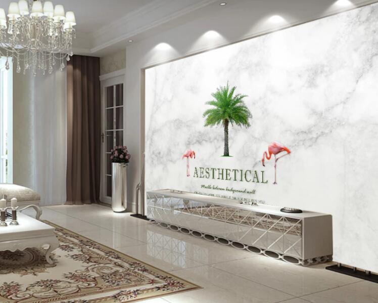 3D Coconut Flamingo WC1179 Wall Murals