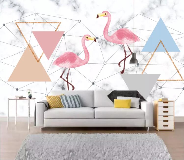 3D Pink Flamingo WC1777 Wall Murals