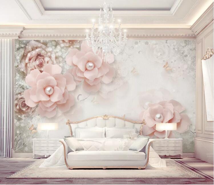3D Pink Pearl Rose WC211 Wall Murals