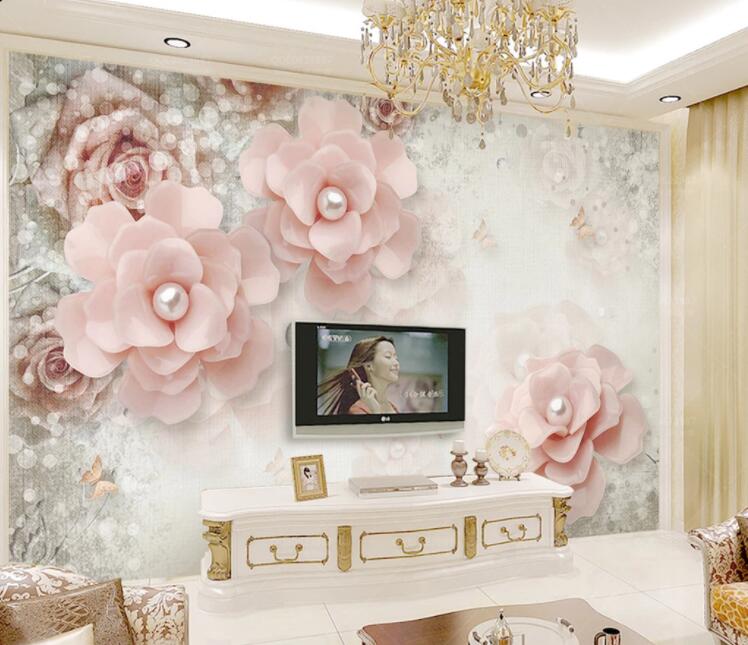 3D Pink Pearl Rose WC211 Wall Murals